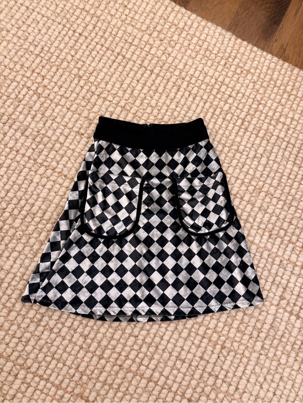 Unique Vintage Black and White Checkered Mini Skirt